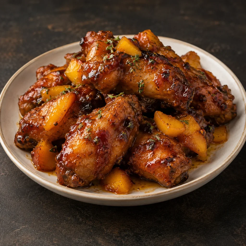 Peach Hennessy wings